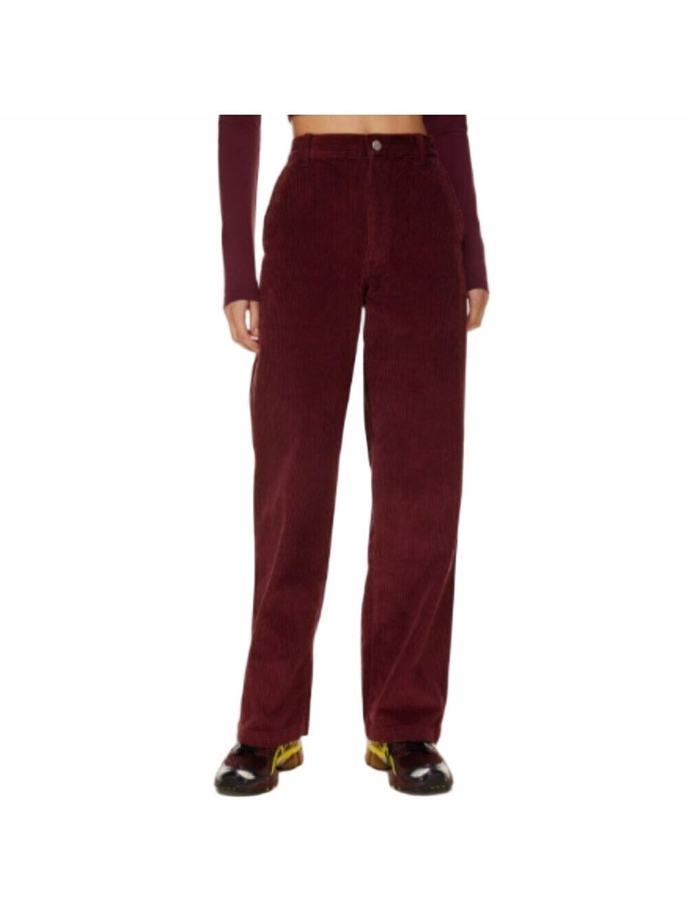 Aritzia TNA Ripcord Burgundy Corduroy Wide Leg Pants Size 2 Baggy Mid Rise EUC